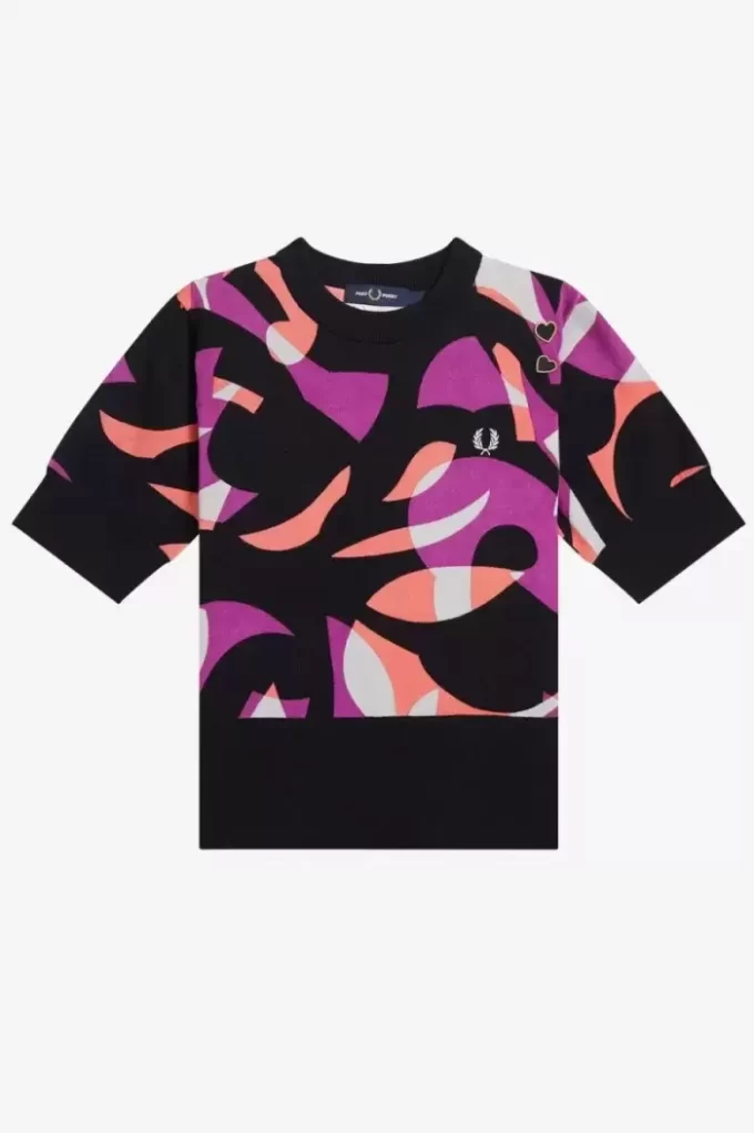 Abstract Short Sleeve Women’s Jumper