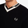 Abstract Tipped V-Neck Jumper Knitwear