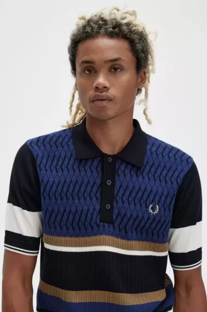 Argyle Panel Knitted Men’s Shirt Argyle Panel Knitted Men’s Shirt