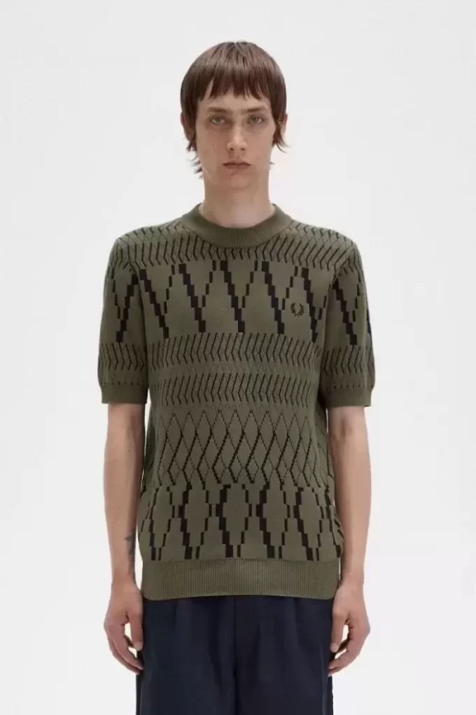 Argyle Panel Knitted Men’s T-Shirt Argyle Panel Knitted Men’s T-Shirt