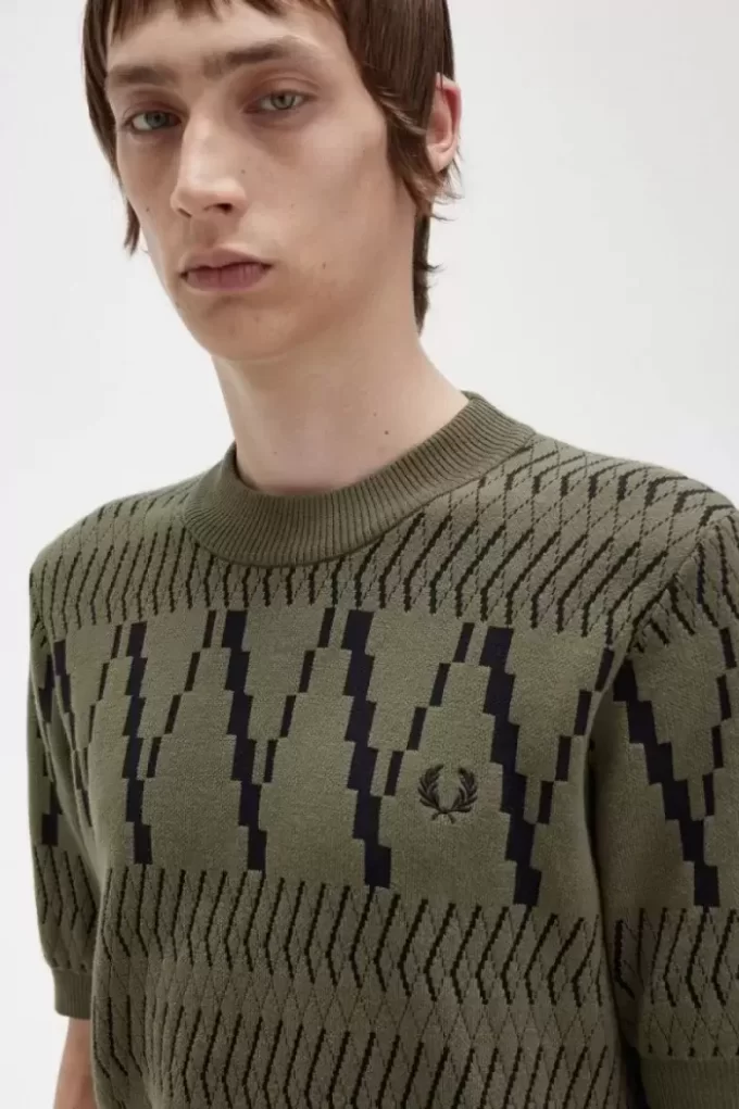 Argyle Panel Knitted Men’s T-Shirt Argyle Panel Knitted Men’s T-Shirt