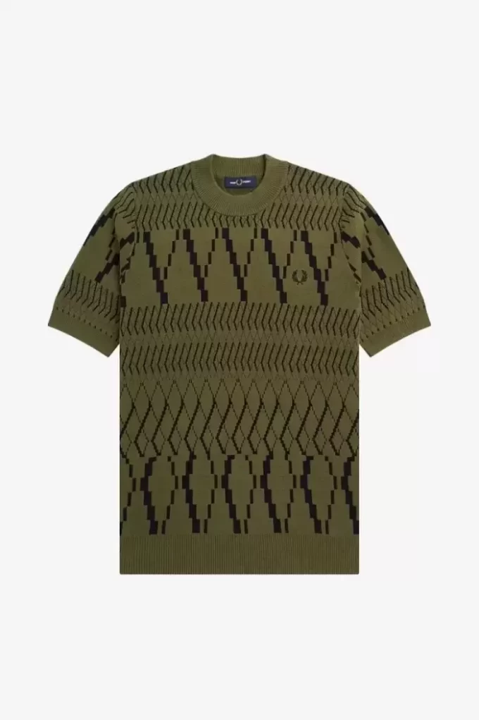 Argyle Panel Knitted Men’s T-Shirt Argyle Panel Knitted Men’s T-Shirt