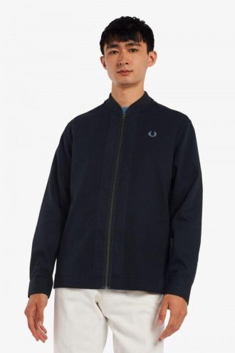 Bomber Neck Zip Through Shirts