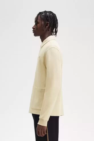 Button Through Long Sleeve Men’s Polo Shirt