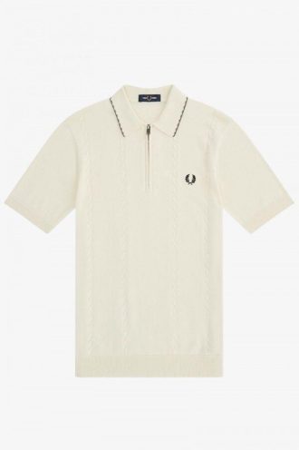 Cable Detail Zip-Neck Knitted Shirts