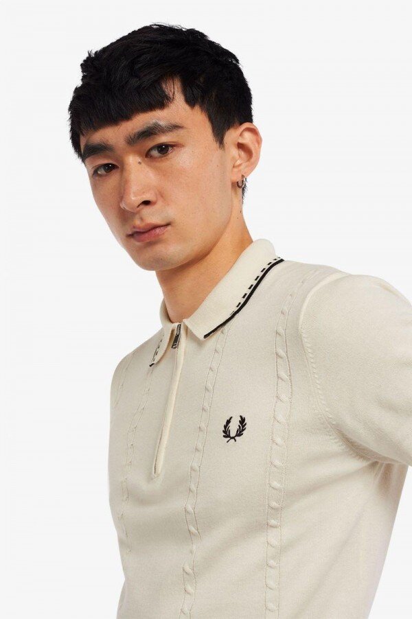 Cable Detail Zip-Neck Knitted Shirts Cable Detail Zip-Neck Knitted Shirts