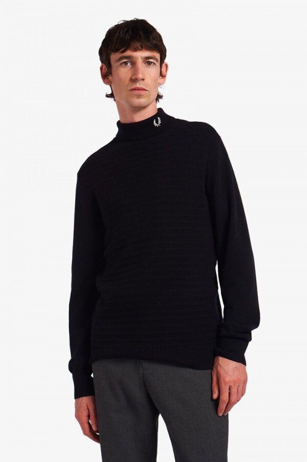 Chevron Textured Roll Neck Jumper Knitwear Chevron Textured Roll Neck Jumper Knitwear