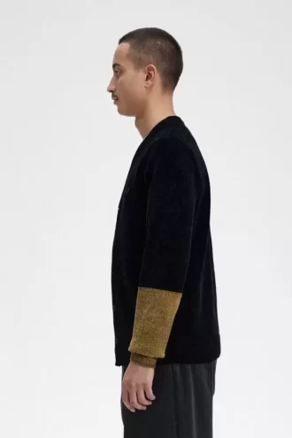 Colour Block Chenille Men’s Cardigan