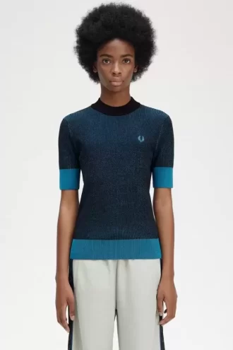 Contrast Rib Short Sleeve Women’s Jumper