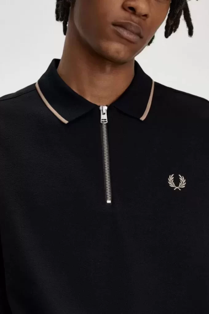 Crepe Pique Zip Neck Men’s Polo Shirt Crepe Pique Zip Neck Men’s Polo Shirt