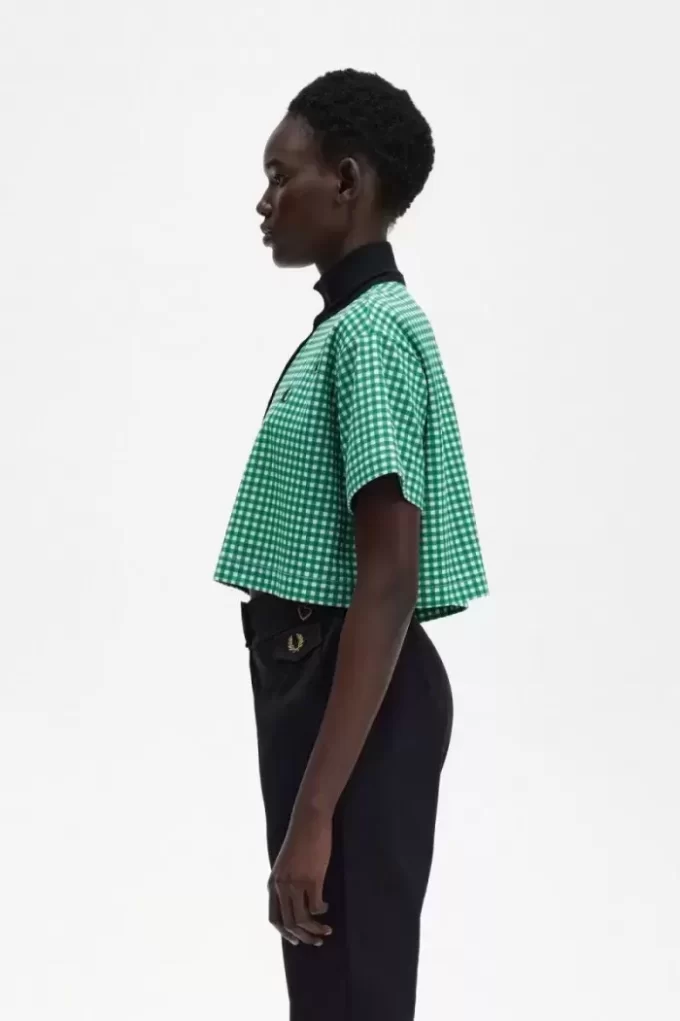 Cropped Gingham Piqué Women’s Polo Shirt Cropped Gingham Piqué Women’s Polo Shirt