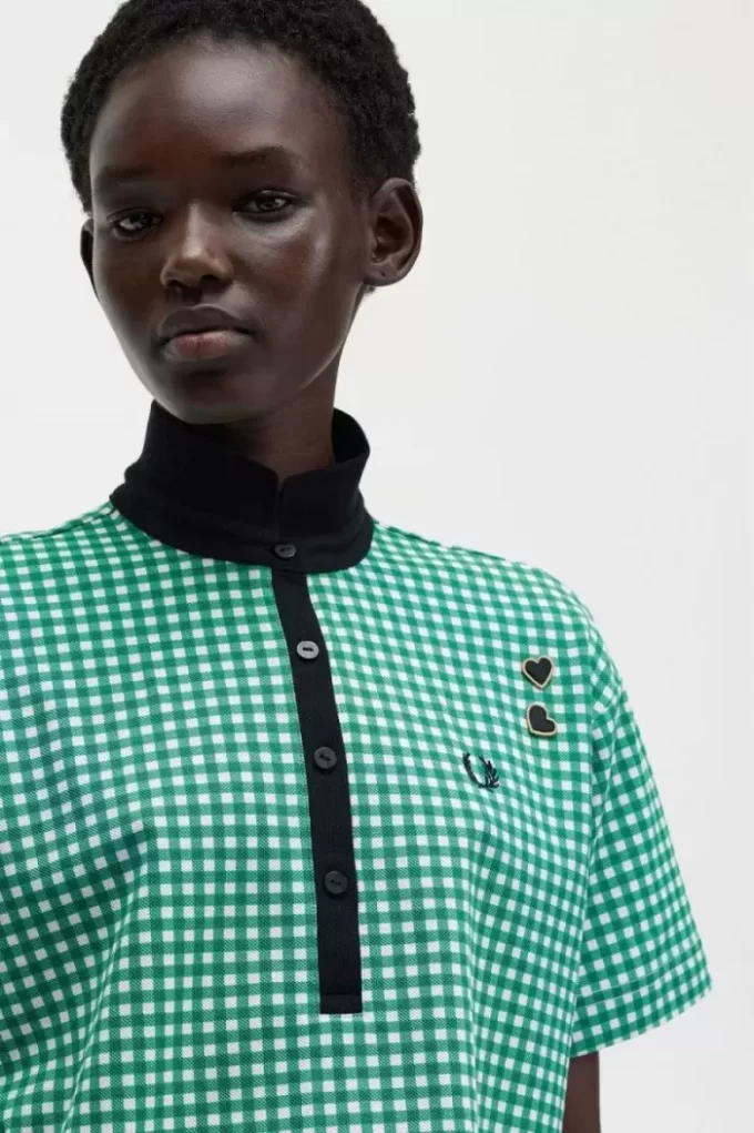 Cropped Gingham Piqué Women’s Polo Shirt Cropped Gingham Piqué Women’s Polo Shirt