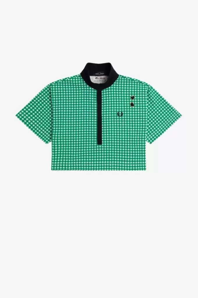Cropped Gingham Piqué Women’s Polo Shirt Cropped Gingham Piqué Women’s Polo Shirt