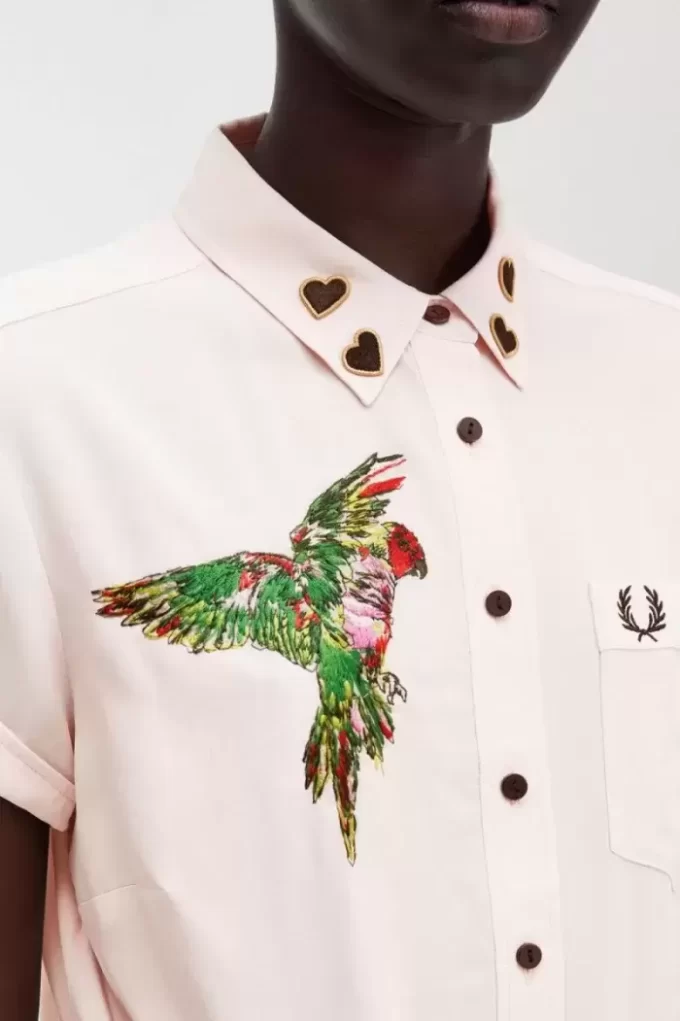 Embroidered Tie-Front Women’s Shirt