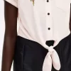 Embroidered Tie-Front Women’s Shirt