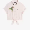 Embroidered Tie-Front Women’s Shirt