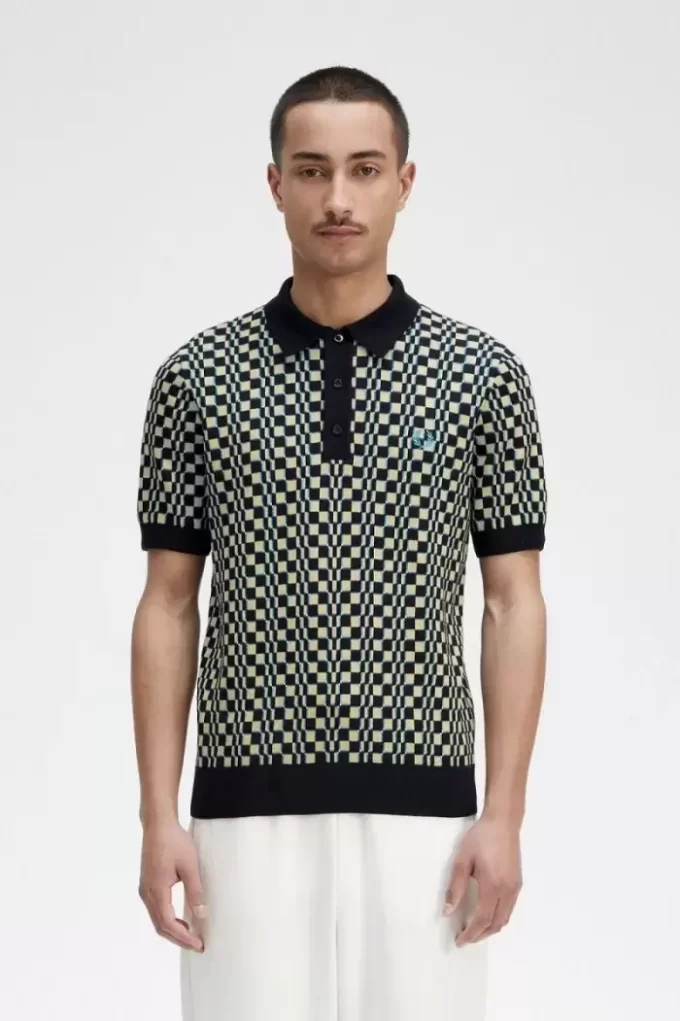 Glitch Chequerboard Knitted Men’s Shirt Glitch Chequerboard Knitted Men’s Shirt
