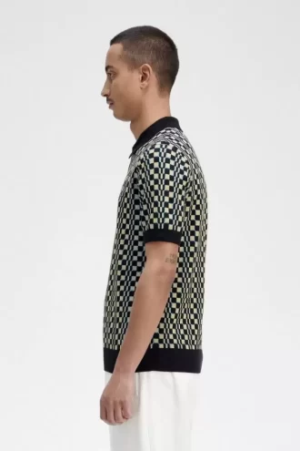 Glitch Chequerboard Knitted Men’s Shirt Glitch Chequerboard Knitted Men’s Shirt