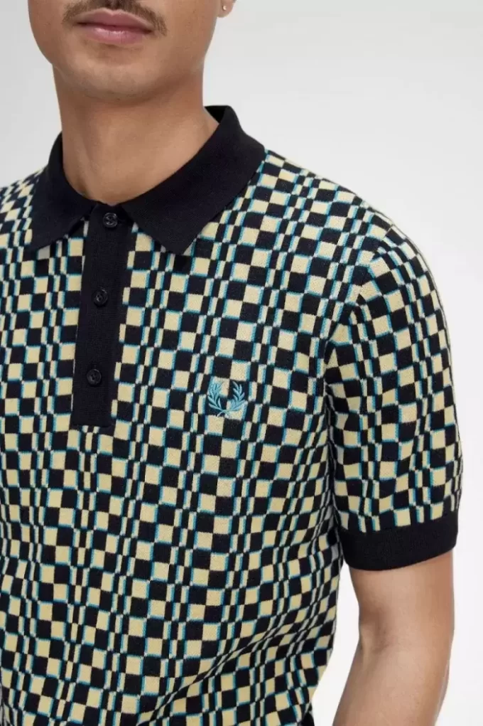Glitch Chequerboard Knitted Men’s Shirt Glitch Chequerboard Knitted Men’s Shirt