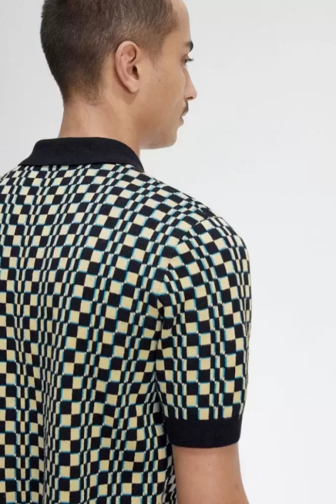 Glitch Chequerboard Knitted Men’s Shirt Glitch Chequerboard Knitted Men’s Shirt