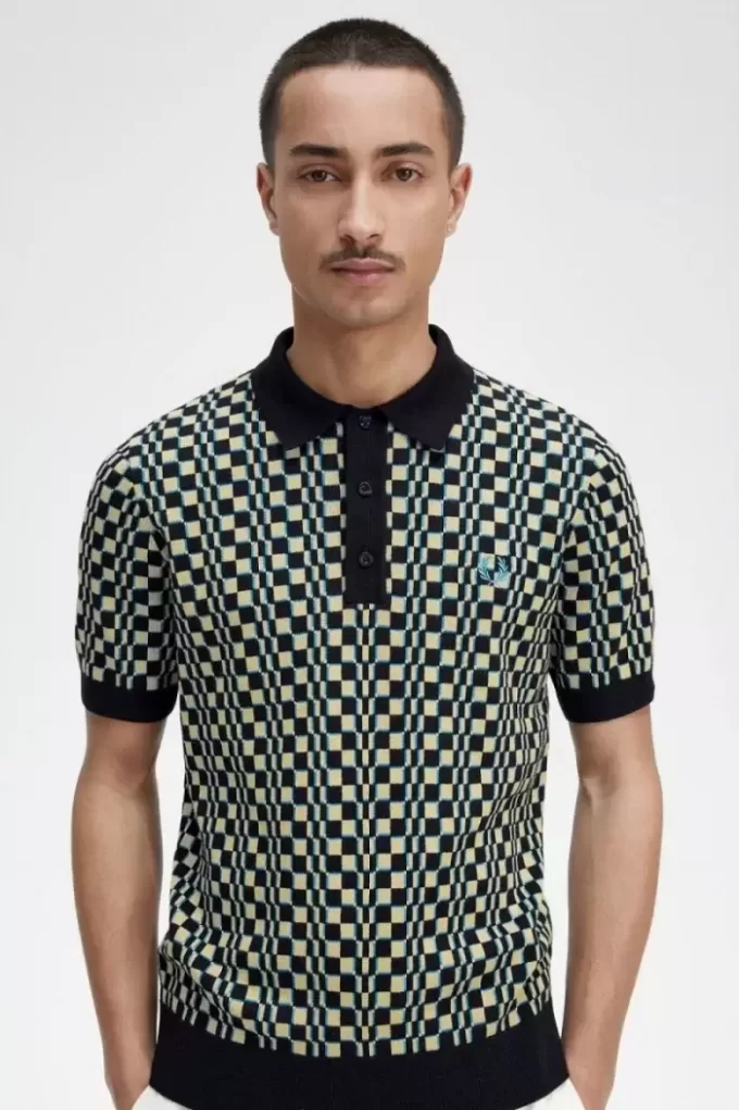 Glitch Chequerboard Knitted Men’s Shirt Glitch Chequerboard Knitted Men’s Shirt