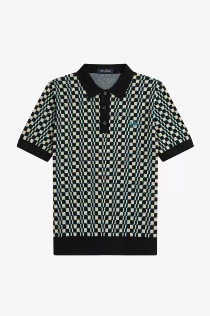 Glitch Chequerboard Knitted Men’s Shirt Glitch Chequerboard Knitted Men’s Shirt