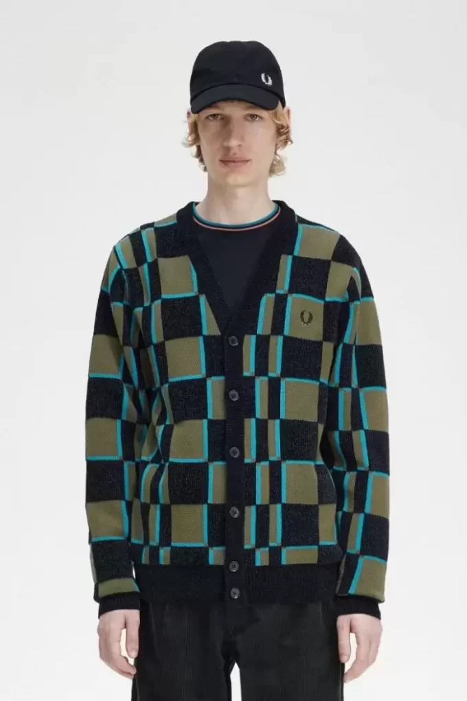 Glitch Chequerboard Men’s Cardigan Glitch Chequerboard Men’s Cardigan