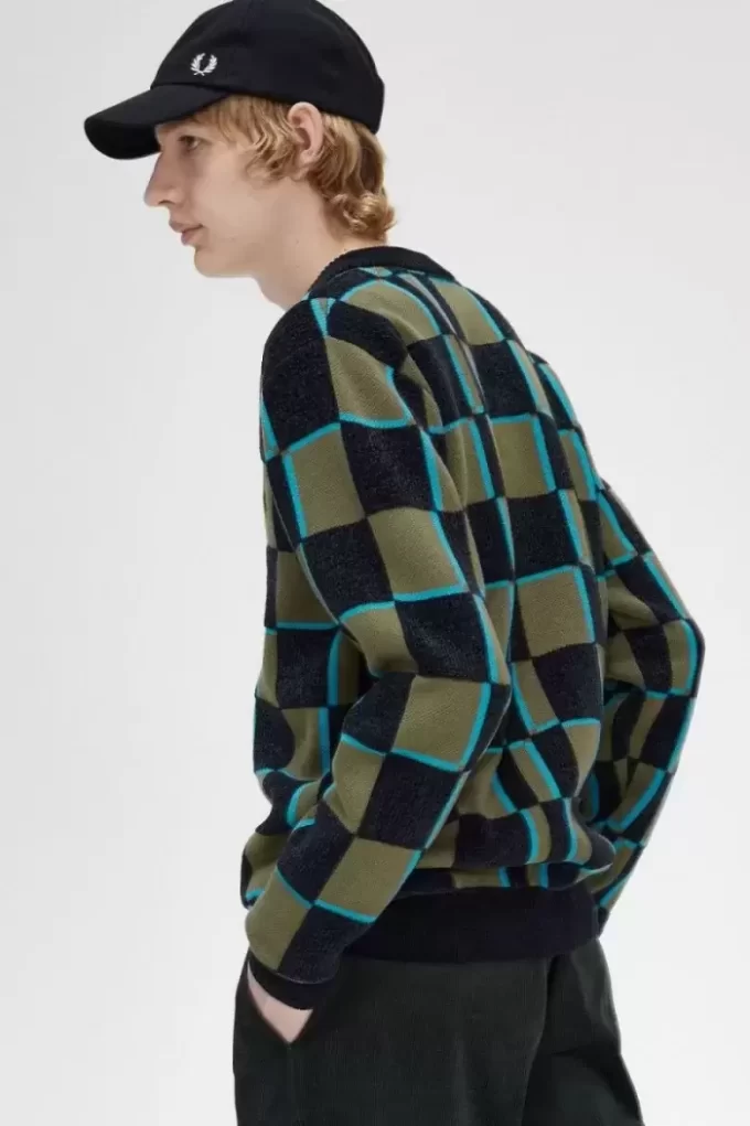 Glitch Chequerboard Men’s Cardigan Glitch Chequerboard Men’s Cardigan