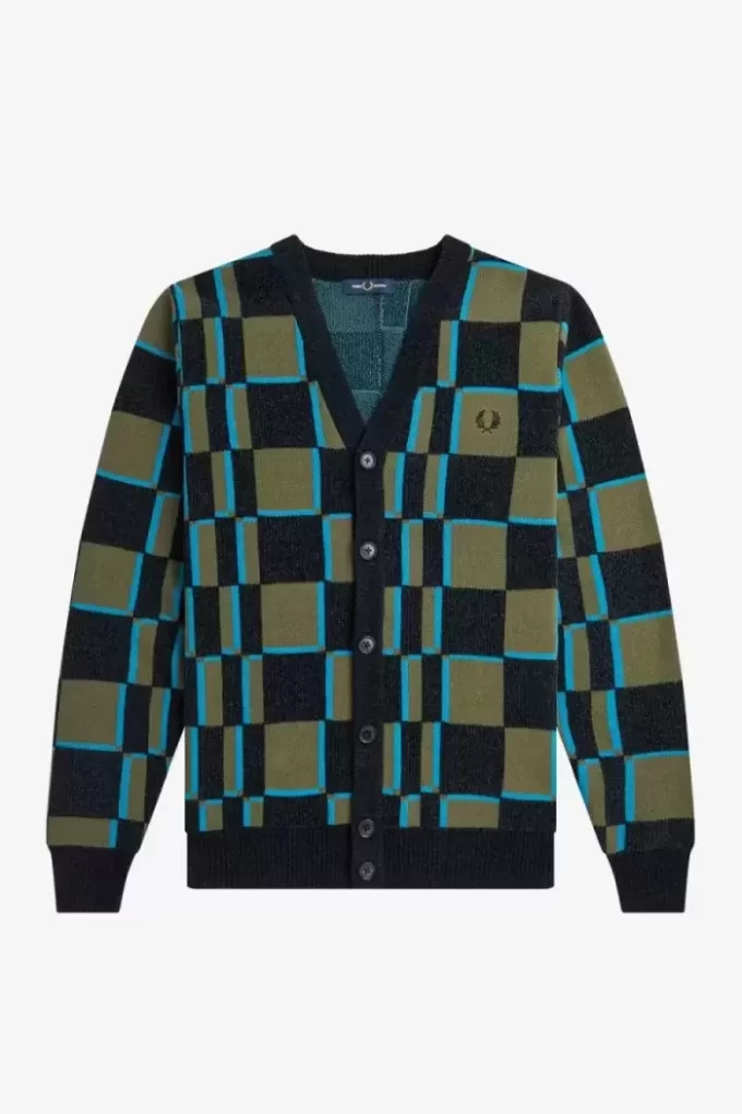 Glitch Chequerboard Men’s Cardigan Glitch Chequerboard Men’s Cardigan