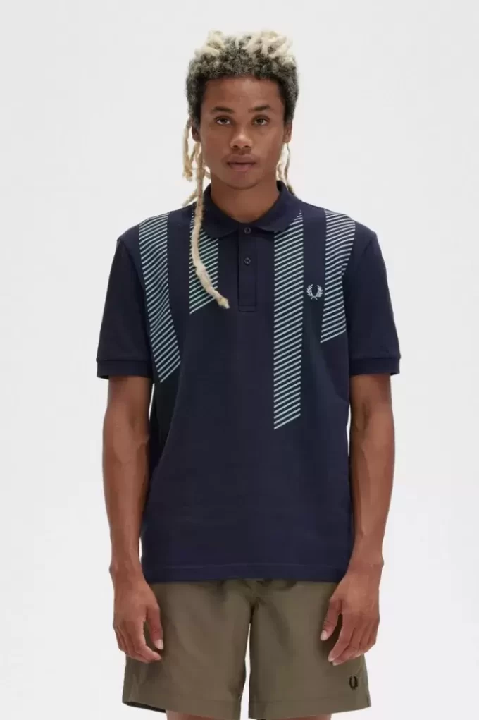 Glitch Stripe Men’s Polo Shirt Glitch Stripe Men’s Polo Shirt