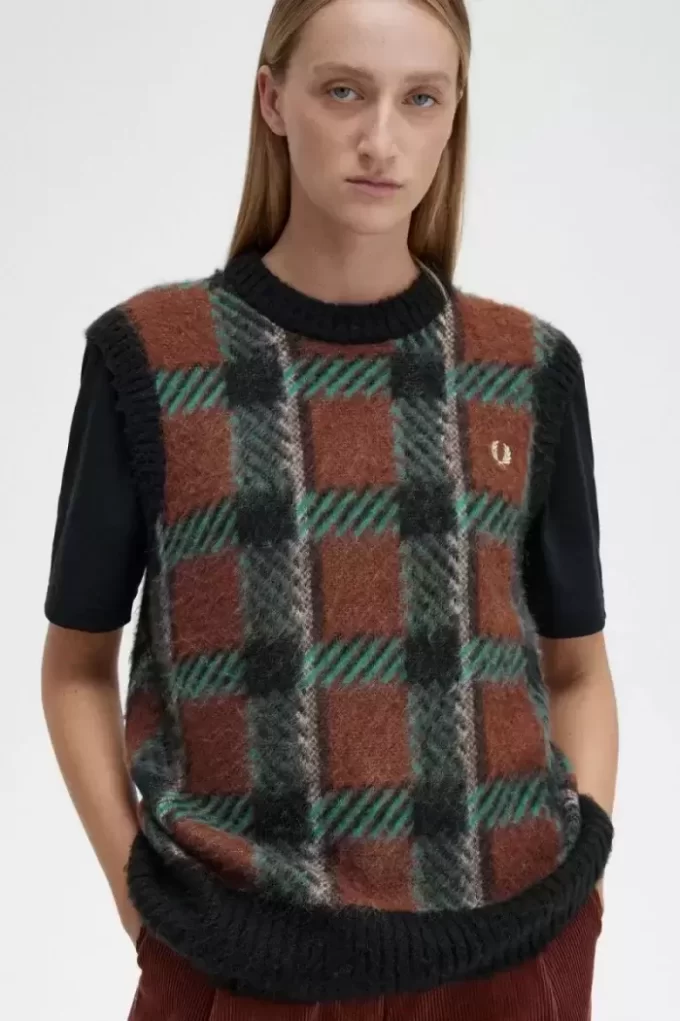 Glitch Tartan Knitted Women’s Tanks Glitch Tartan Knitted Women’s Tanks