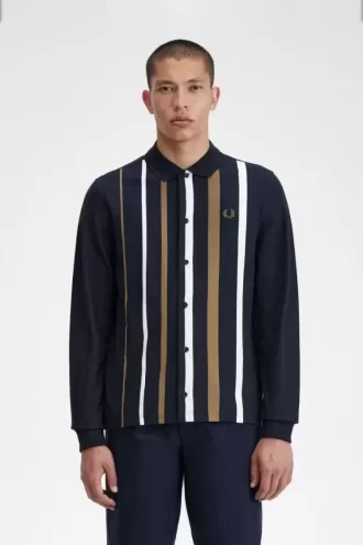 Gradient Stripe Long Sleeve Men’s Polo Shirt Gradient Stripe Long Sleeve Men’s Polo Shirt