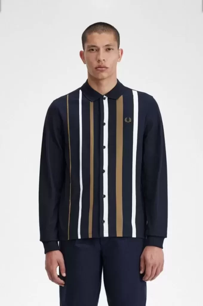 Gradient Stripe Long Sleeve Men’s Polo Shirt Gradient Stripe Long Sleeve Men’s Polo Shirt
