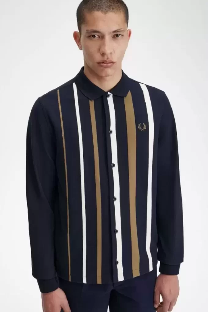 Gradient Stripe Long Sleeve Men’s Polo Shirt Gradient Stripe Long Sleeve Men’s Polo Shirt