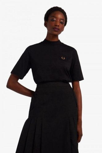 High Neck Badge Detail T Shirts