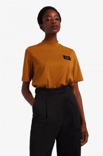 High Neck Badge Detail T Shirts