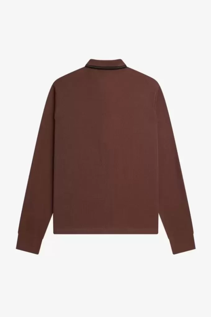 Honeycomb Cotton Long Sleeve Men’s Polo Shirt