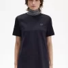 Jacquard Trim High Neck Women’s T-Shirt