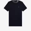 Jacquard Trim High Neck Women’s T-Shirt