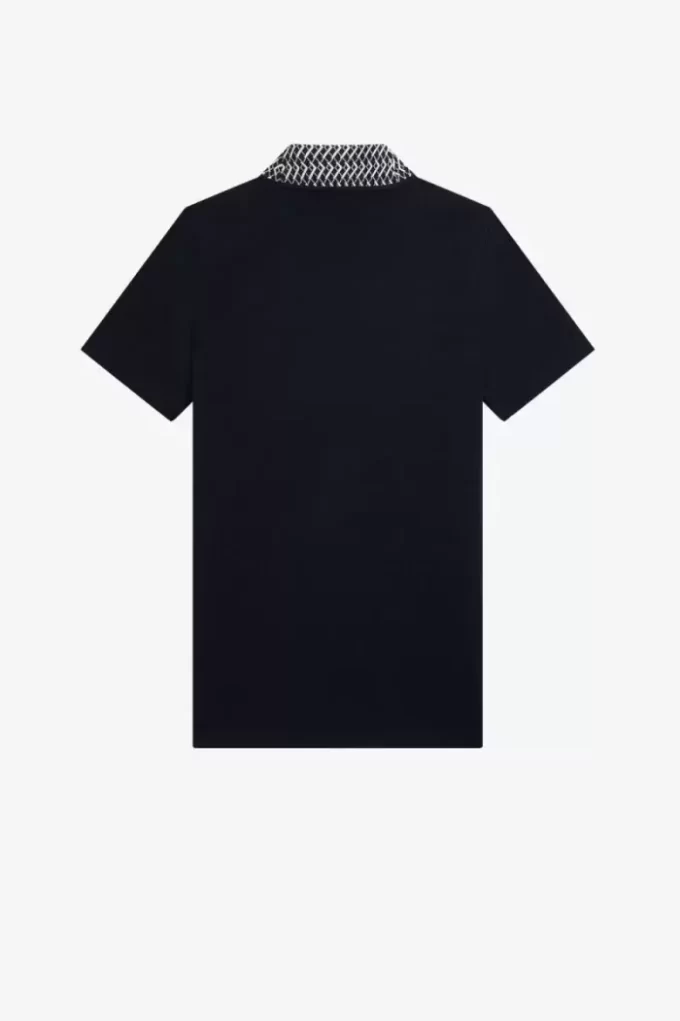 Jacquard Trim High Neck Women’s T-Shirt