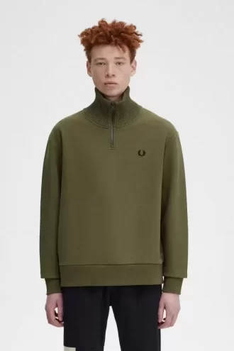 Knitted Trim Zip Neck Men’s Sweatshirts