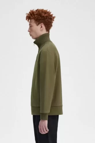 Knitted Trim Zip Neck Men’s Sweatshirts