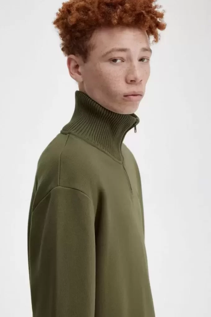 Knitted Trim Zip Neck Men’s Sweatshirts Knitted Trim Zip Neck Men’s Sweatshirts