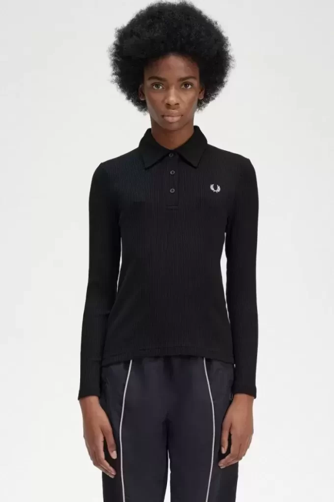 Long Sleeve Ribbed Women’s Polo Shirt