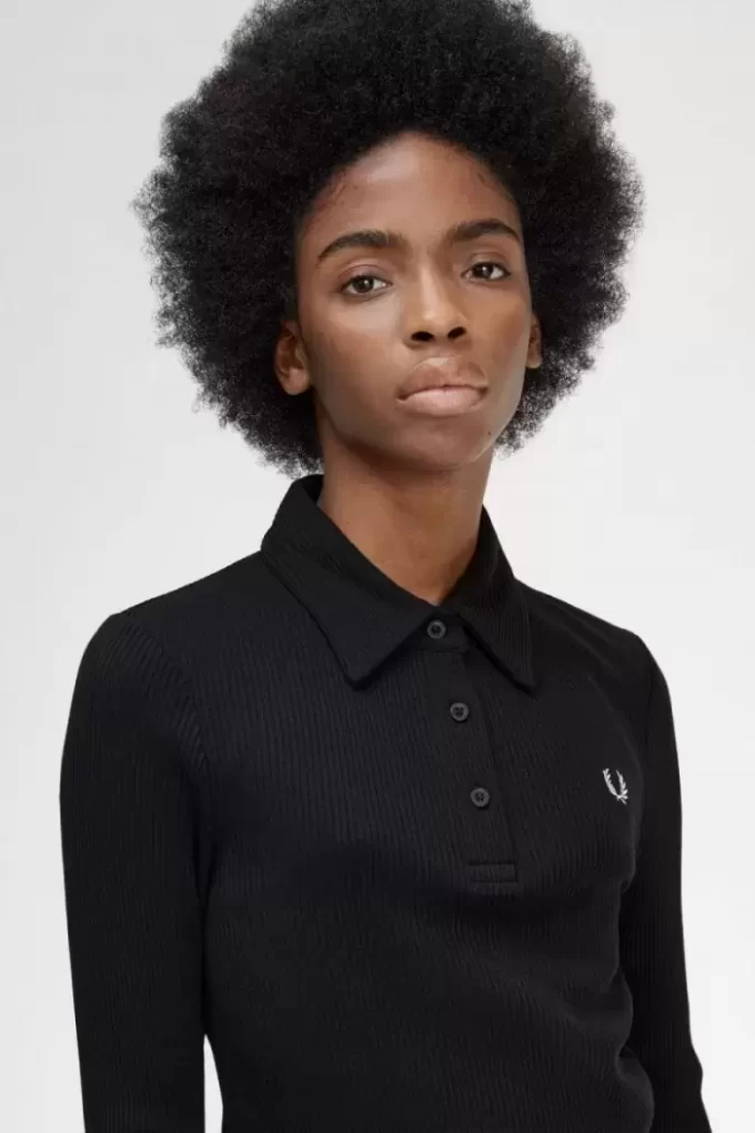 Long Sleeve Ribbed Women’s Polo Shirt