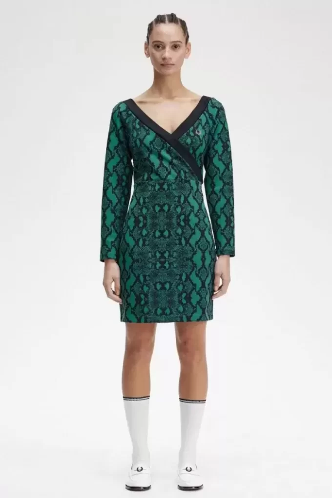 Off-the-Shoulder Snakeprint Women’s Dress