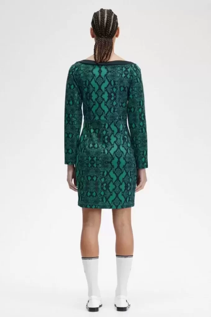 Off-the-Shoulder Snakeprint Women’s Dress
