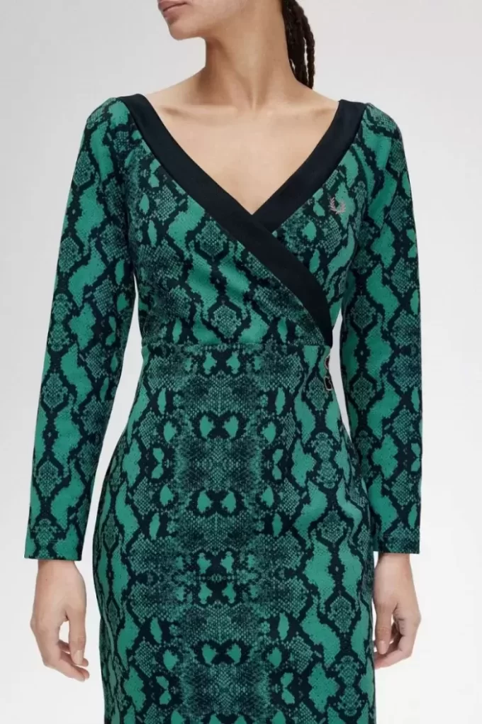 Off-the-Shoulder Snakeprint Women’s Dress