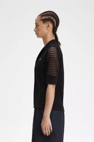 Open-Knit Button-Through Women’s Shirt