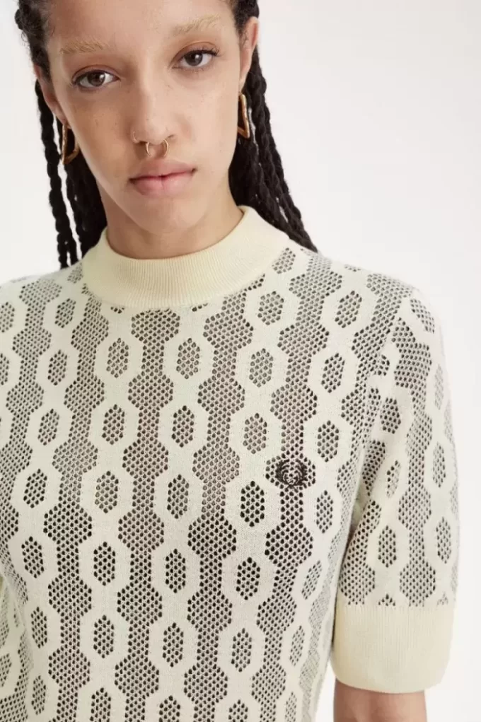 Open-Knit Short Sleeve Women’s Jumper